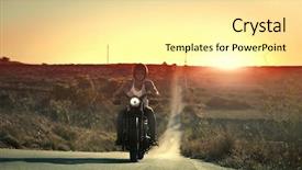  Presentation with motorcycle racing - Beautiful presentation design featuring motorcycle racing - travelling at sunset backdrop and a  colored foreground