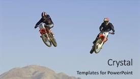  Presentation with motocross - Audience pleasing slide deck consisting of motorcycle racing - two male motocross racers performing backdrop and a light blue colored foreground