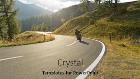  Presentation with alps - PPT theme having motorcycle-rider-driving-in-alps background and a coral colored foreground
