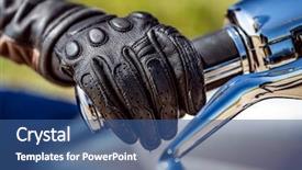  Presentation with motorcycle racing - Cool new PPT theme with motorcycle throttle control hand protection backdrop and a ocean colored foreground