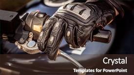  Presentation with motorcycle racing - Cool new PPT layouts with motorcycle throttle control hand protection backdrop and a tawny brown colored foreground