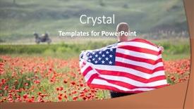  Presentation with independence day - Presentation featuring motorcyclist-holding-flag background and a gray colored foreground