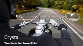  Presentation with asphalt road - Amazing presentation theme having motorcyclist-is-riding-through backdrop and a dark gray colored foreground