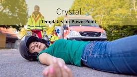  Presentation with first responders - Amazing presentation theme having motorcyclist-laying-on-street backdrop and a yellow colored foreground