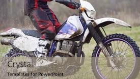  Presentation with dirt - Slide deck with motorcyclist-racing-in-dirt background and a coral colored foreground