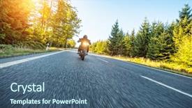  Presentation with road safety education - Slides enhanced with motorcyclist riding chopper background and a ocean colored foreground