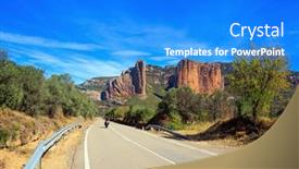  Presentation with asphalt - Slides having motorcyclist-speeding-down-the-highway background and a cobalt blue colored foreground