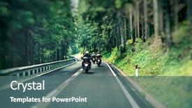  Presentation with bikers - Colorful theme enhanced with motorcyclists traveling along mountains road backdrop and a ocean colored foreground