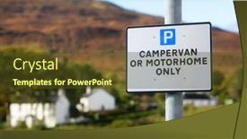  Presentation with campervan - Beautiful presentation theme featuring motorhome-and-campervan-only-parking backdrop and a tawny brown colored foreground
