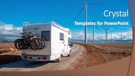  Presentation with turbine - PPT theme with motorhome-near-wind-turbine background and a teal colored foreground