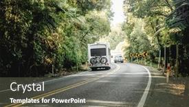  Presentation with high quality - Slide deck having motorhome-on-a-camping-ground background and a dark gray colored foreground