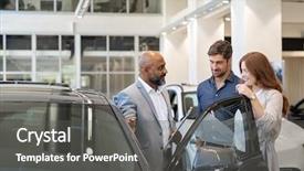  Presentation with luxury car - Slide deck having motors - beautiful couple smiling while examining background and a dark gray colored foreground