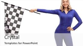  Presentation with motorsports - Slides featuring motorsports - attractive woman in a blue background and a white colored foreground