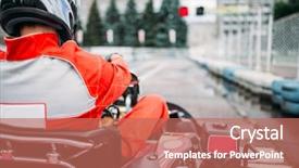  Presentation with motorsports - PPT layouts having motorsports - karting racer go kart driver background and a coral colored foreground