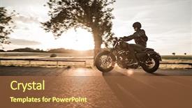  Presentation with man riding big bike motor - Beautiful PPT theme featuring motorsports - man riding sportster motorcycle backdrop and a red colored foreground