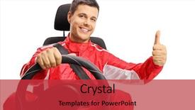  Presentation with race car - PPT layouts featuring motorsports - race driver in a car background and a red colored foreground