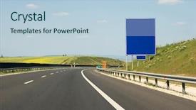  Presentation with signboard - Slides with motorway - empty highway with empty signboard background and a light blue colored foreground