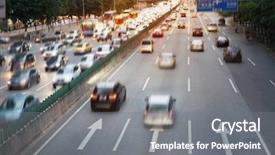  Presentation with traffic - Cool new PPT theme with motorway - heavy traffic on the city backdrop and a gray colored foreground