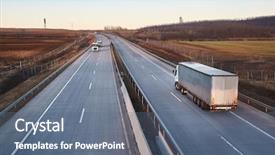  Presentation with trucks - Theme consisting of motorway - highway with trucks passing background and a ocean colored foreground