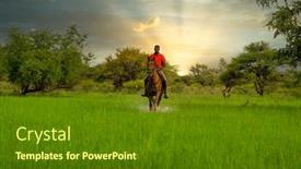  Presentation with horse riding - Slide set with motswana-man-from-botswana-riding background and a tawny brown colored foreground