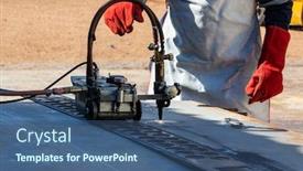  Presentation with workshop - Beautiful PPT layouts featuring workshop using an acetylene torch backdrop and a ocean colored foreground