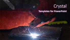  Presentation with welding - PPT layouts with motswana welder worker in a botswana workshop welding two pieces of metal background and a wine colored foreground