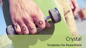  Presentation with live - Beautiful presentation theme featuring motto - closeup of a young man backdrop and a mint green colored foreground