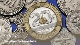  Presentation with old - PPT theme featuring motto - coins of france old 20 background and a gray colored foreground