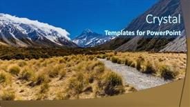  Presentation with new zealand - Audience pleasing slides consisting of mouintains-in-hooker-valley-track backdrop and a ocean colored foreground