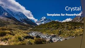  Presentation with new zealand - PPT theme enhanced with mouintains-in-hooker-valley-track background and a ocean colored foreground
