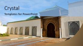 Presentation with morocco - Presentation design with moulay ismail mausoleum meknes morocco background and a light blue colored foreground