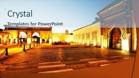  Presentation with morocco dunes in the sahara - Slide deck with moulay ismail mausoleum meknes morocco background and a sky blue colored foreground