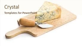  Presentation with white blue vapor trail - PPT theme having tasty blue cheese isolated on white background background and a cream colored foreground