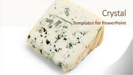  Presentation with blue cheese - Audience pleasing PPT theme consisting of moulding process - blue cheese on white background backdrop and a cream colored foreground