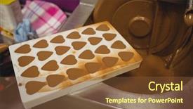  Presentation with factory machine - Amazing PPT theme having moulding process - close-up of mould filled backdrop and a tawny brown colored foreground