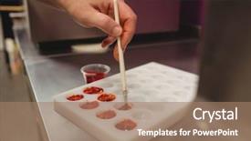  Presentation with process - Slides with moulding process - close-up of worker painting background and a  colored foreground