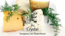  Presentation with white plate - Colorful PPT layouts enhanced with moulding process - french aged cheeses on white backdrop and a lemonade colored foreground