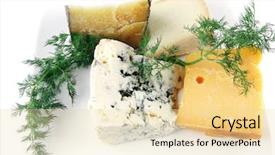  Presentation with white plate - PPT theme having moulding process - french aged cheeses on white background and a lemonade colored foreground