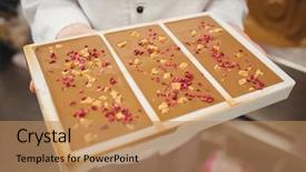  Presentation with process - PPT theme with moulding process - mid section of worker holding background and a  colored foreground