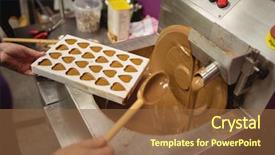  Presentation with process - Slide set enhanced with moulding process - worker filling mould with melted background and a tawny brown colored foreground