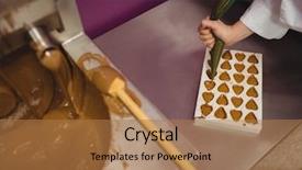  Presentation with gas piping - Amazing slide set having moulding process - worker filling mould with piping backdrop and a coral colored foreground