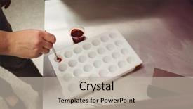  Presentation with process - Beautiful presentation featuring moulding process - worker painting a chocolate mould backdrop and a  colored foreground