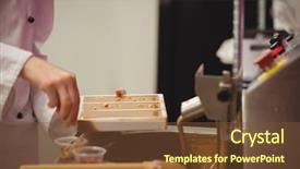  Presentation with charlie and the chocolate factory - Amazing slides having moulding process - worker sprinkling confectionary on chocolate backdrop and a tawny brown colored foreground