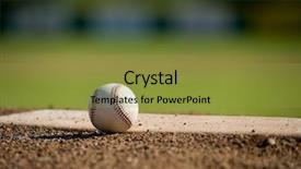  Presentation with baseball field - Amazing PPT theme having mound at a baseball field backdrop and a gold colored foreground
