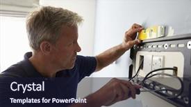  Presentation with remote medical fitting - Beautiful slide set featuring mount - man fitting bracket for flat backdrop and a wine colored foreground