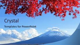  Presentation with mount fuji - PPT theme enhanced with mount - mountain fuji with maple tree background and a light blue colored foreground