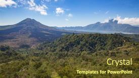  Presentation with volcano - Audience pleasing slides consisting of mount-agung-volcano backdrop and a tawny brown colored foreground