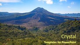  Presentation with volcano - Theme with mount-agung-volcano background and a tawny brown colored foreground