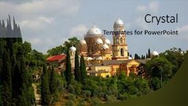  Presentation with orthodox - Colorful PPT theme enhanced with mount athos - new afon orthodox monastery abkhazia backdrop and a light blue colored foreground
