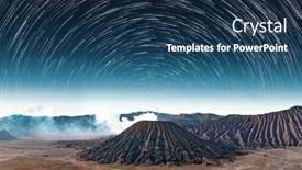  Presentation with star trails - PPT theme with mount-bromo-region-in-bali background and a ocean colored foreground